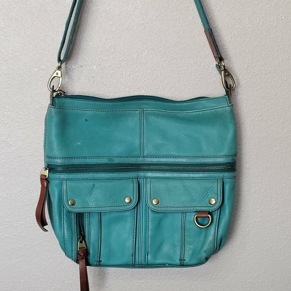 Fossil Morgan Large Zip Top Crossbody/Messenger Bag Maroon Leather - Picture 1 of 10